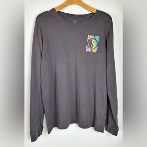 Pura Vida Surf Camp Long Sleeve Shirt Size L Yin Yang Graphic Tee Black Rainbow
